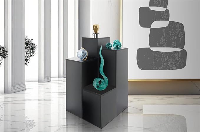 Displays2go 30" Tall Floor Standing Pedestal Stand with 12.5” Square Top, Black (WDCUBEBLK2)