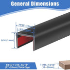 Rubber Edge Trim, Self-Adhesive U Channel Edge Protector for Plywood, Cabinet, 3/4" Wood Edge Banding, Flexible Furniture Repair, EPDM Material, Fit 3/4"(19mm), Length 20Ft, Black Color