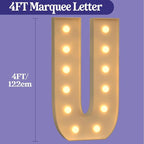 Marquee Letters 4 Feet Tall, 4FT Large Light up Letters U, Big Sign U with Warm White Light for Birthday Wedding Proposal Engagement Graduation Party Backdrop Decorations