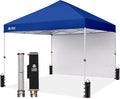 CROWN SHADES 8x8 Pop Up Canopy with 1 Side Wall - Beach Tent with One Push Setup - Outdoor Sun Shade for Events, Parties, Camping - Gazebo with STO-N-Go Cover Bag (Navy Blue)