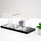 Clear Acrylic Geodes Rocks 3 Pegs Display Easel Stands Support Holder Box, Acrylic Display Case Box for Agate Slices Crystals Minerals Slab Fossil Coral Small Collectibles (Small-3x3x3in, 1Pcs)