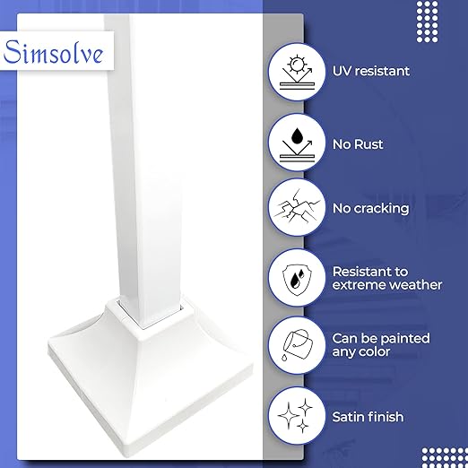 Deck Post Cover Durable, Snap-Together Shoe Base Instantly Transforms Hand & Stair Rail Feet Porch, Stair & Deck Base Bracket Covers UV-Resistant ABS Plastic (White)