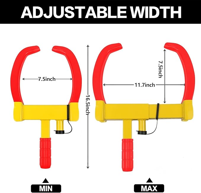 KAYCENTOP Wheel Clamp Lock Universal Security Tire Locks Anti Theft Lock Fit Most Vehicles Max 11" Tire Width for Trailers SUV Boats ATV's Motorcycles Golf Cart Yellow/Red 2 Packs 6 Keys Alike