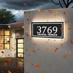 Custom Solar Address Sign for Outside, LED Backlit House Number Sign, Personalized Waterproof Metal Address Plaque, Illuminated Lighted House Numbers for Home