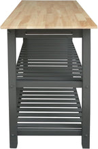 Island Oasis Solid Wood Kitchen Island with Drawer, Stainless Steel Towel Bar and Open Storage Multi-Purpose Prep Table for Home Kitchens Grey and Natural