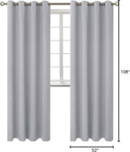 BGment Room Darkening Curtains 108 Inches Long - Grommet Thermal Insulated Drapes Window Treatment Curtains for Bedroom, 2 Panels, 52 x 108 Inch, Light Grey