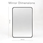 Wall Mount Mirror for Bathroom, Brush Black Metal Framed Rounded Corner Rectangular Vanity Mirror (20" x 30", Black)
