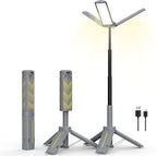 BUBRA Rechargeable Telescopic Camping Light with Power Bank & Stand, IP44 Waterproof Stepless Dimming Work Light & Flashlight, 3-Mode Portable LED Lantern for Emergency, Outdoor, Garage, Power Outages