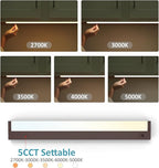 LED Under Cabinet Lighting Hardwired or Plug in, 16 Inch 8W, Dimmable 5 Color 2700K/3000K/3500K/4000K/5000K, Linkable Eyes Care Design Counter Lights for Kitchen, Sink, ETL Listed, Bronze
