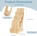 2 Pack Pine Wood Brochure Holder 4×6 Inch Literature Holder 4-Tier Countertop Trifold Flyer Display Stand Pamphlet Booklet Menu Postcard Greeting Card Organizer