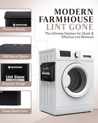COZYCOTTAGE Magnetic Lint Bin for Laundry Room Organization and Storage With Brush & Hooks - Wall Mounted Dryer Lint Trash Can for Laundry Room Decor (Black)