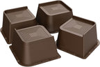 Bed Risers 2 inch, 3 inch, 4 inch, 6 inch or 8 inch Heavy Duty Furniture Risers, Up to 6000 Lbs L Shaped Design Bed Lifts Blocks for Couch Desk Sofa Table (Dark Brown 4 Pack, 3 Inch)