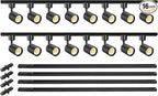 VANoopee 16-Light LED Track Lighting Kit with 13FT H Type Track Rails, Dimmable Track Light Heads Bright Ceiling Spotlight Fixture for Kitchen Accent Art, 3000K Warm White, No Flicker 10W 800lm Black