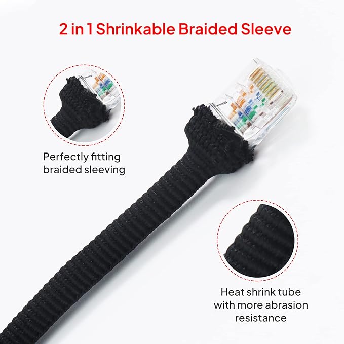2 in 1 Heat Shrink Braided Sleeving Fabric Tubing-Ideal fit Irregular Shape Hose/Cable/Wire (1/2"(12mm), 32FT)