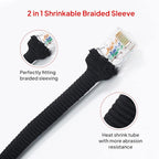 2 in 1 Heat Shrink Braided Sleeving Fabric Tubing-Ideal fit Irregular Shape Hose/Cable/Wire (1-3/8"(34mm), 14FT)