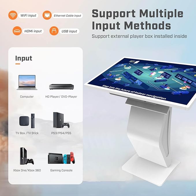 32 inch Touch Screen Kiosk, LCD Screen Self Service Kiosk, K-Style Stand Inquiry Machine, Interactive Display for Mall Navigation/Self-Ordering/Advertising/Retail Store