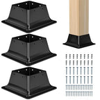 4x4 Post Base 3Pcs-Inner Size 3.6x3.6-Heavy Duty Metal Post Brackets-Deck Post Anchors-Solid Steel-Powder Coated-Wood Post Holder for Porch Handrail Railing Pergola Fence Pavilion-Support Deck Base