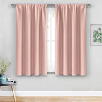JIUZHEN Blush Pink Blackout Curtains for Bedroom - Thermal Insulated Room Darkening Rod Pocket Curtains for Living Room, Set of 2 Panels with Tiebacks, 42 x 45 Inch Length, Blush Pink