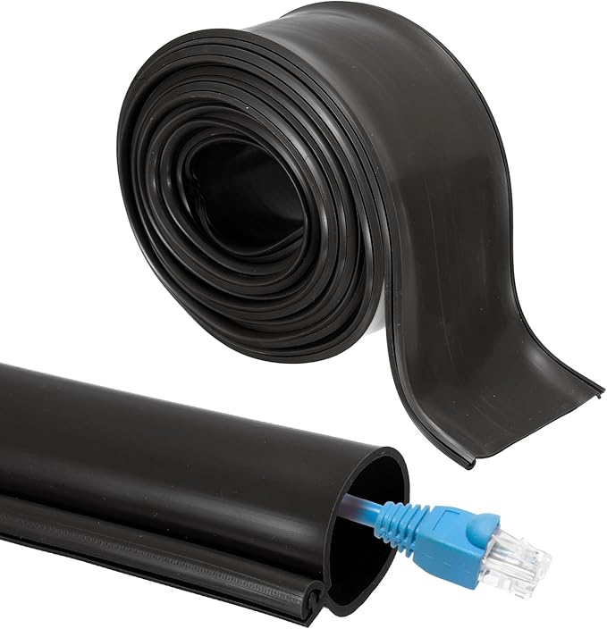 MECCANIXITY 10ft Cable Management Sleeve, 1.2 Inch ID Flexible Cord Wires Hider Cover Insulation Snap-fit Protector for Substation, High-Voltage Electrical Networks, Black