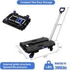 LEADALLWAY 2 Pcs Set Platform Truck Folding Multiple Carts Assembly Feasible Dolly Cart(24.4" L x 17.7" W with Handle + 24.2" L x 18.1" W)