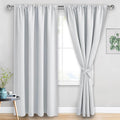 JIUZHEN Room Darkening Curtains - Thermal Insulated Window Curtains, Rod Pocket Curtains for Bedroom Living Room Office, Blackout Curtain 2 Panels with Tiebacks, 70 x 96 Inch, Greyish White