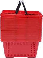 12 PCS Shopping Baskets with Handles, 18L Red Plastic Shopping Basket, Portable Grocery Basket Essential for Supermarket Retail Shop Book Store Laundry(17" x 12" x 9", Red)