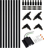 VANoopee 26FT H Track Lighting Rails Black, H Type Track Lighting Kit with Floating Canopy Connector, End Caps, Live End Feeds, I T & L Connectors, Compatible with Single Circuit H Style Track System