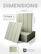 Felt Bulletin Board Tiles Large 48" x 36" Cork Board Alternative-12 Pack with 70 Adhesive Tabs, Thick Slat Wall Panels for Office Decor, Push Pin Board Wall Organizer Alternative -Sage