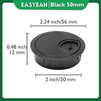 2 Pcs Desk Grommet 2" / 50 mm, Desk Cord Hole Cover, Cable Grommet Metal Zinc Alloy Materilal, Desk Hole Grommet for Home & Office Pc, Detachable Cable Cord Organizer-Flat Black