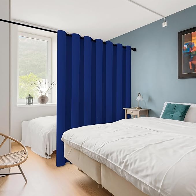 ChrisDowa Room Divider Curtain 84 Inches Long, Wide Blackout Sliding Door Curtain for Bedroom, Room Darkening Privacy Window Curtain for Patio Door (1 Panel Set, Royal Blue, 100 x 84 Inch)