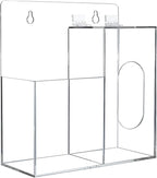 Acrylic Mask Dispenser & Hand Sanitizer Holder Stand Wall Mount or Countertop, Hygiene Station with 2 Compartment Clear Box Dispenser Holder for Face Masks, Gloves, Hairnets, Spray Bottle