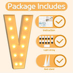 Marquee Letters 4 Feet Tall Large Light Up Letters V Happy Birthday Decorations Marry Me Engagement Party Decor Yellow Light Birthday Decorations Balloon Arch Kit Foam Sign V