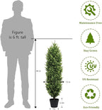 THE BLOOM TIMES 4FT Tall Artificial Cedar Topiary Trees Set of 2, UV Resistant Large Faux Cypress Evergreen Plants for Outdoor Planters, Realistic Fake Bushes & Shrubs for Front Porch Christmas Decor