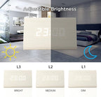 OCT17 Wooden Wood Clock, New Version LED Alarm Digital Desk Clock Adjustable Brightness, Alarm Time, Displays Time Date Temperature - White