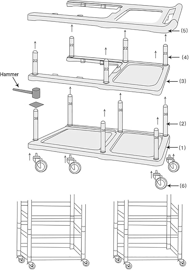 ZQZ-Store Storage Cart 3 Tier Heavy Duty Commercial Grade Utility Cart,Carts with Wheels,Multi-Function Mobile Shelving Unit Organizer for Hotel,Restaurant,Kitchen, Bedroom,Laundry Room