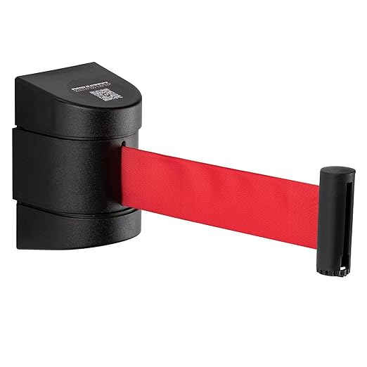 DuraSteel Wall Mount Crowd Control Retractable Belt Barrier - 9.2 Ft Red Retractables Barrier Belt w/ABS Casing, Do Not Enter Crowd Control Barriers Line Divider NOT Stanchions with Retractable Belts