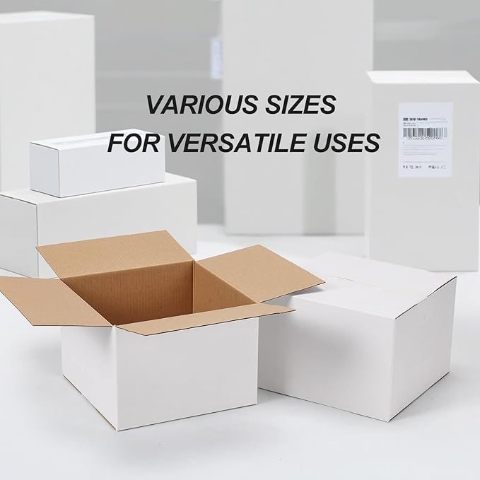 Calenzana 7x7x5 Shipping Boxes Set of 40, White Corrugated Cardboard Box for Mailing Packing Gifts Small Business