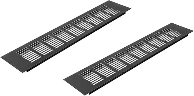 Vent Systems 15.75 x 3.15 Inch (Outer Size) Air Supply Ventilation Grille - Pack of 2 - Brown Aluminum Rectangle Intake/Exhaust Door Vent Deflector - HVAC for Home Improvement Floor, Wall Duct Cover