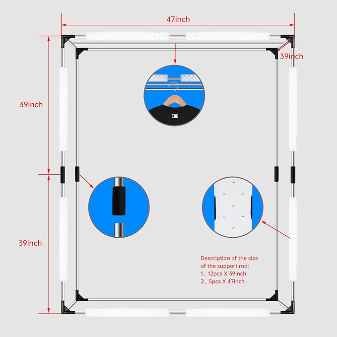 Professional Photography Studio LED Dimmable Large Shooting Tent 47x39x78 ZKEEZM Large Lightbox Photo Video Continuous Lighting Cube Shooting Tent Kit Soft Box with 3Colours Backdrops and Carrying Bag