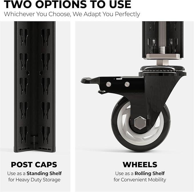 HOMEDANT House 5-Tier Metal Rolling Cart Shelf Rack Casters Heavy Duty Laminated Wheel Shelving Unit Adjustable Utility Storage Shelves Organizer Shelf Kitchen Garage (4, (M) 36.2" W, Black)
