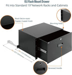 Tecmojo 6U Rack Drawer,Rack Mount Drawer for 19in Network Equipment/Server/AV Rack or Cabinet Enclosure,Sliding and Lockable Server Rack Drawer - Load-Bearing 44lb (20kg),with Cable Management Holes