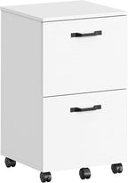 VASAGLE 2-Drawer File Cabinet, Small Rolling Filing Cabinet for Home Office, Printer Stand, for A4, Letter-Size Documents, 15.7 x 16.5 x 27.6 Inches, Snow White UOFC040W46