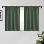 KGORGE Short Curtains 45 inch Length, Privacy Thermal Insulated Curtains Noise Reducing Window Drapes for Bedroom Kitchen, Back Tab Rod Pocket, W52 x L45 inches, Dark Green, 2 Panels