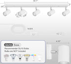 Plug in Track Lighting, LED Track Light Kit, White 5-Light Large Track Lights for Kitchen, 15 FT Cord,5 Way Ceiling Spotlight, Rotatable Wall Mount Light Head for Bedroom Hallway Living Room