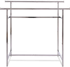 Econoco Double Bar Clothing Rack – Adjustable Garment Display with Rectangular Hangrail, Chrome (Base + Hang Bars)