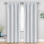 JIUZHEN Curtains for Bedroom - Thermal Insulated Window Treatment Drapes, Room Darkening Rod Pocket Curtains for Living Room, Set of 2 Panels with Tiebacks, 38 x 84 Inch Length, Greyish White