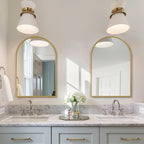 Arched Wall Mirror for Bathroom, 24"x36" Gold Mordern Metal Frame for Entryway Living Room Bedroom Wall Decor