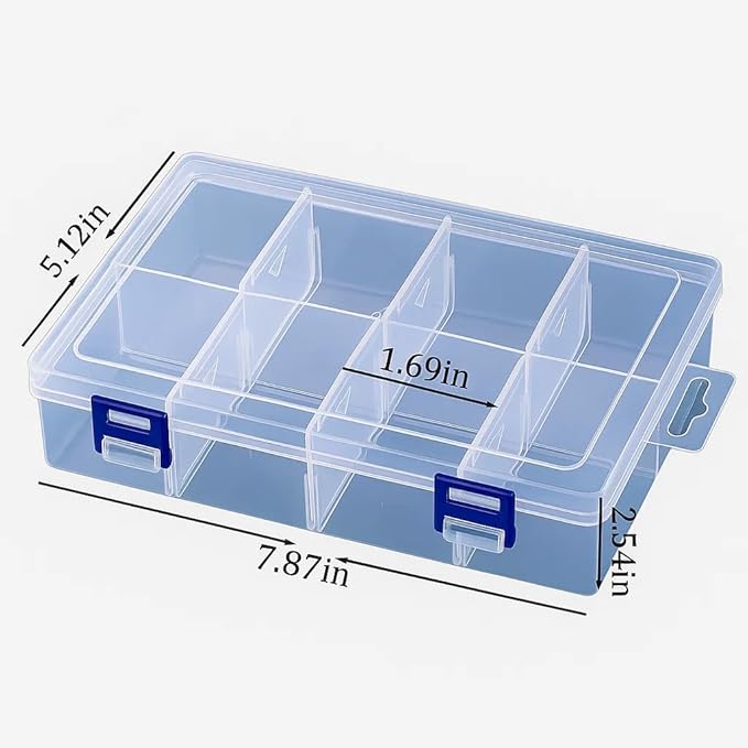 3pcs Clear Storage Small Parts Organizer Box Storage Bin With Dividers Multi Compartment for Beads Art DIY Tackle Box Organizer (8compartments)