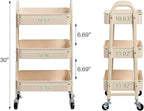 AGTEK 3-Tier Rolling Carts with Wheels, Rolling Utility Cart with Iron Frame for Kitchen, Plastic Shelves, Living Room, Office, Beige