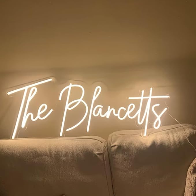 Custom Neon Sign Wedding, Personalized LED Name Logo Lights for Reception, Light up Neon Signs Customizable for Bedroom Wall Decor Kids Girls Boys Xmas Gift, Birthday Party, Office Business (16-60")